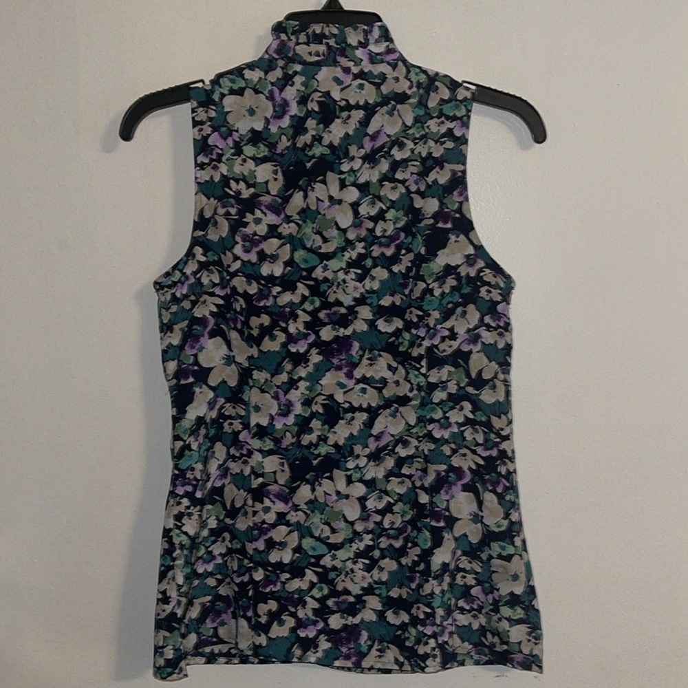🌺LOFT SLEEVELESS FLORAL RUFFLE NECK BLOUSE - Picture 3 of 4